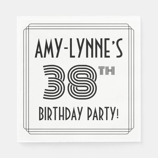 Art Deco geïnspireerd op 38e verjaardag, aangepast Servet (Voorkant)