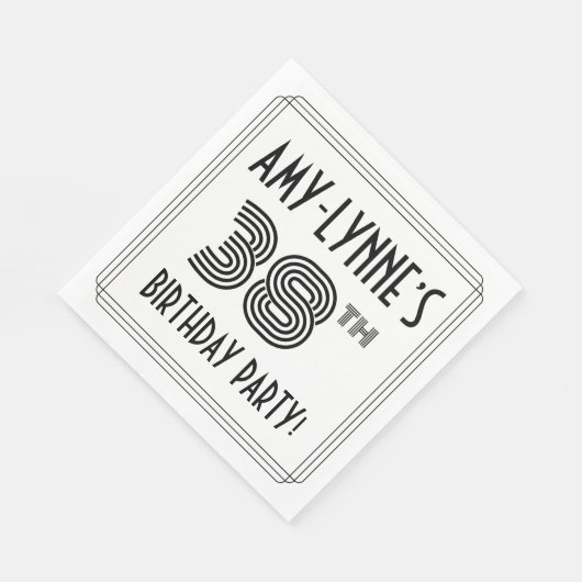 Art Deco geïnspireerd op 38e verjaardag, aangepast Servet (Hoek)