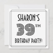 Art Deco geïnspireerd op 39e verjaardag, aangepast Kaart (Voorkant)