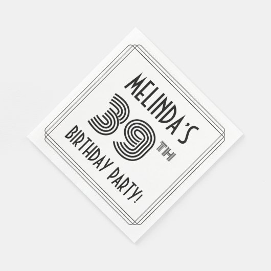 Art Deco geïnspireerd op 39e verjaardag, aangepast Servet (Hoek)