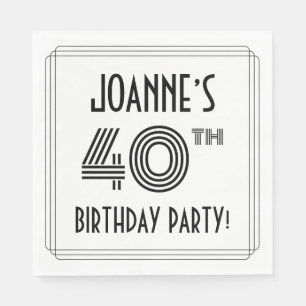 Art Deco geïnspireerd op 40e verjaardag, aangepast Servet