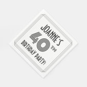 Art Deco geïnspireerd op 40e verjaardag, aangepast Servet (Hoek)