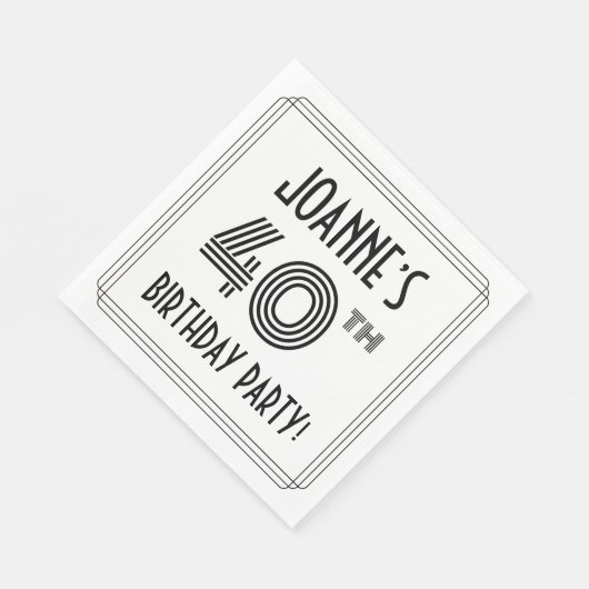 Art Deco geïnspireerd op 40e verjaardag, aangepast Servet (Hoek)