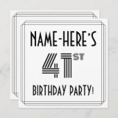 Art Deco geïnspireerd op 41e verjaardag, aangepast Kaart (Voorkant / Achterkant)