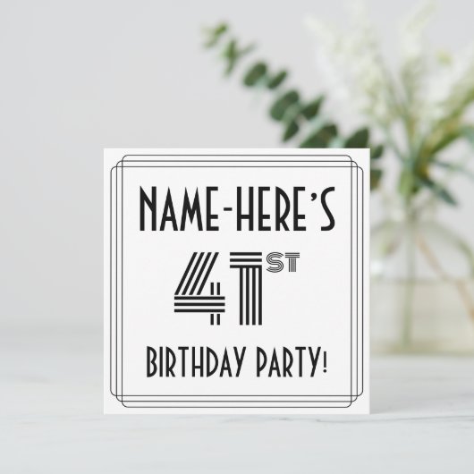 Art Deco geïnspireerd op 41e verjaardag, aangepast Kaart (Staand voorkant)