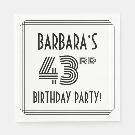 Art Deco geïnspireerd op 43e verjaardag, aangepast Servet (Voorkant)