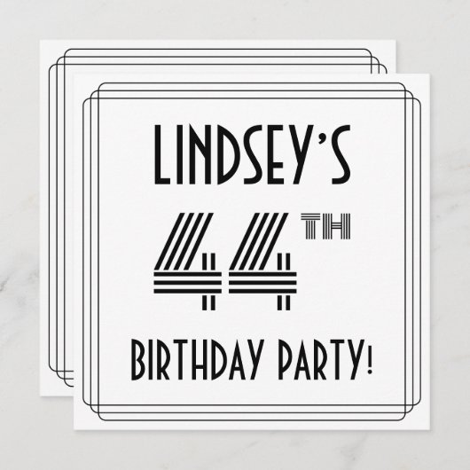 Art Deco geïnspireerd op 44e verjaardag, aangepast Kaart (Voorkant / Achterkant)