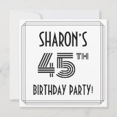 Art Deco geïnspireerd op 45e verjaardag, aangepast Kaart (Voorkant)