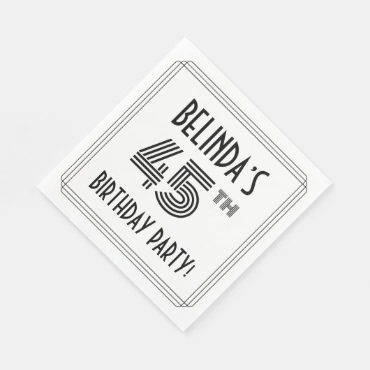 Art Deco geïnspireerd op 45e verjaardag, aangepast Servet (Hoek)