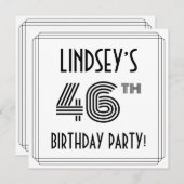 Art Deco geïnspireerd op 46e verjaardag, aangepast Kaart (Voorkant / Achterkant)