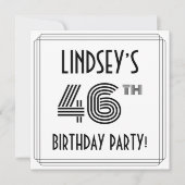 Art Deco geïnspireerd op 46e verjaardag, aangepast Kaart (Voorkant)