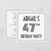 Art Deco geïnspireerd op 47e verjaardag, aangepast Kaart (Voorkant / Achterkant)