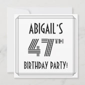 Art Deco geïnspireerd op 47e verjaardag, aangepast Kaart (Voorkant)