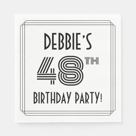 Art Deco geïnspireerd op 48e verjaardag, aangepast Servet (Voorkant)