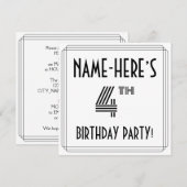 Art Deco Geïnspireerd op 4e verjaardag, aangepaste Kaart (Voorkant / Achterkant)