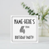 Art Deco Geïnspireerd op 4e verjaardag, aangepaste Kaart (Staand voorkant)