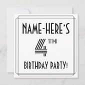 Art Deco Geïnspireerd op 4e verjaardag, aangepaste Kaart (Voorkant)