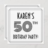 Art Deco geïnspireerd op 50e verjaardag, aangepast Kaart (Voorkant / Achterkant)