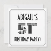 Art Deco geïnspireerd op 51e verjaardag, aangepast Kaart (Voorkant)