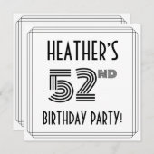 Art Deco geïnspireerd op 52e verjaardag, aangepast Kaart (Voorkant / Achterkant)