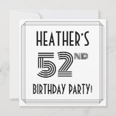 Art Deco geïnspireerd op 52e verjaardag, aangepast Kaart (Voorkant)