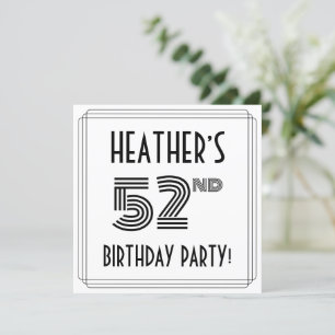 Art Deco geïnspireerd op 52e verjaardag, aangepast Kaart