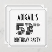 Art Deco geïnspireerd op 53e verjaardag, aangepast Kaart (Voorkant / Achterkant)