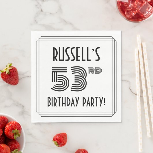 Art Deco geïnspireerd op 53e verjaardag, aangepast Servet (Insitu)
