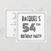 Art Deco geïnspireerd op 54e verjaardag, aangepast Kaart (Voorkant / Achterkant)