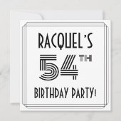 Art Deco geïnspireerd op 54e verjaardag, aangepast Kaart (Voorkant)