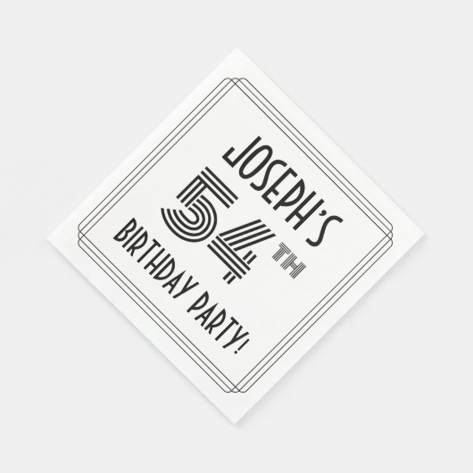 Art Deco geïnspireerd op 54e verjaardag, aangepast Servet (Hoek)