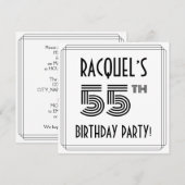 Art Deco geïnspireerd op 55e verjaardag, aangepast Kaart (Voorkant / Achterkant)