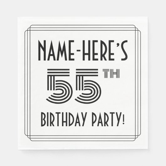 Art Deco geïnspireerd op 55e verjaardag, aangepast Servet (Voorkant)