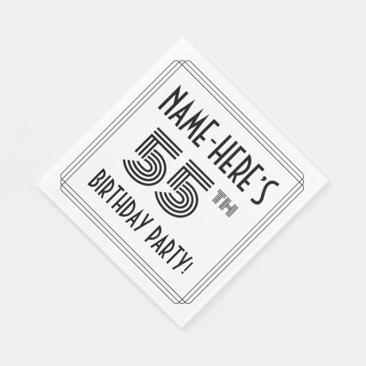 Art Deco geïnspireerd op 55e verjaardag, aangepast Servet (Hoek)