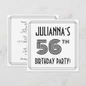 Art Deco geïnspireerd op 56e verjaardag, aangepast Kaart (Voorkant / Achterkant)