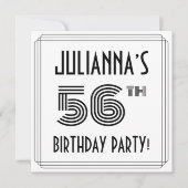Art Deco geïnspireerd op 56e verjaardag, aangepast Kaart (Voorkant)
