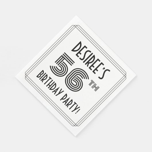 Art Deco geïnspireerd op 56e verjaardag, aangepast Servet (Hoek)