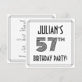 Art Deco geïnspireerd op 57e verjaardag, aangepast Kaart (Voorkant / Achterkant)