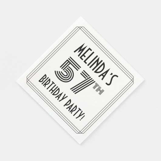 Art Deco geïnspireerd op 57e verjaardag, aangepast Servet (Hoek)