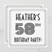 Art Deco geïnspireerd op 58e verjaardag, aangepast Kaart (Voorkant / Achterkant)