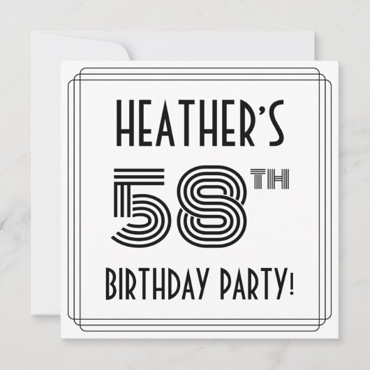 Art Deco geïnspireerd op 58e verjaardag, aangepast Kaart (Voorkant)