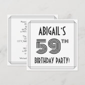 Art Deco geïnspireerd op 59e verjaardag, aangepast Kaart (Voorkant / Achterkant)
