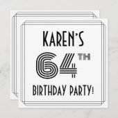 Art Deco geïnspireerd op 64e verjaardag, aangepast Kaart (Voorkant / Achterkant)