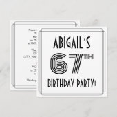 Art Deco geïnspireerd op 67e verjaardag, aangepast Kaart (Voorkant / Achterkant)