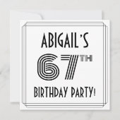 Art Deco geïnspireerd op 67e verjaardag, aangepast Kaart (Voorkant)