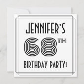 Art Deco geïnspireerd op 68e verjaardag, aangepast Kaart (Voorkant)
