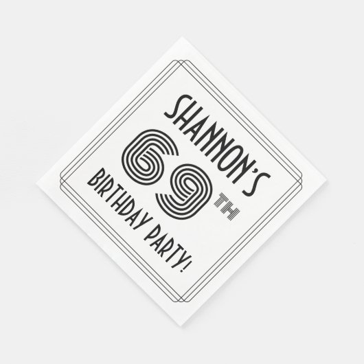 Art Deco geïnspireerd op 69e verjaardag, aangepast Servet (Hoek)