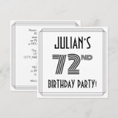 Art Deco geïnspireerd op 72e verjaardag, aangepast Kaart (Voorkant / Achterkant)
