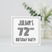 Art Deco geïnspireerd op 72e verjaardag, aangepast Kaart (Staand voorkant)