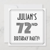 Art Deco geïnspireerd op 72e verjaardag, aangepast Kaart (Voorkant)
